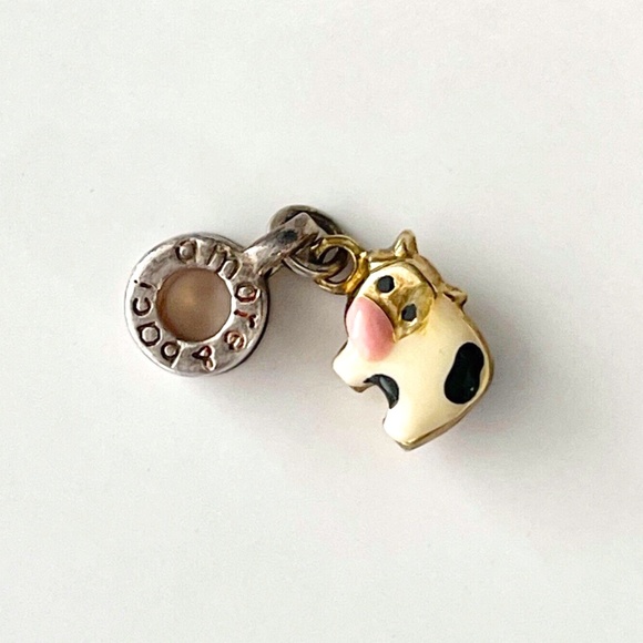 Amore & Baci Italy 925 Sterling Silver Cow Dangling Bracelet Charm - Picture 1 of 3